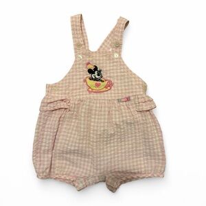 Disney Vintage Baby Minnie Mouse light pink gingham bubble romper